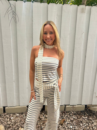Coastal Contrast Tube Top (Includes Scarf)